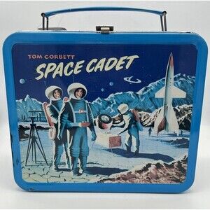 Space Cadet Lunch Box Reproduction Tom Corbett Tin No Thermos Tags Attached Blue